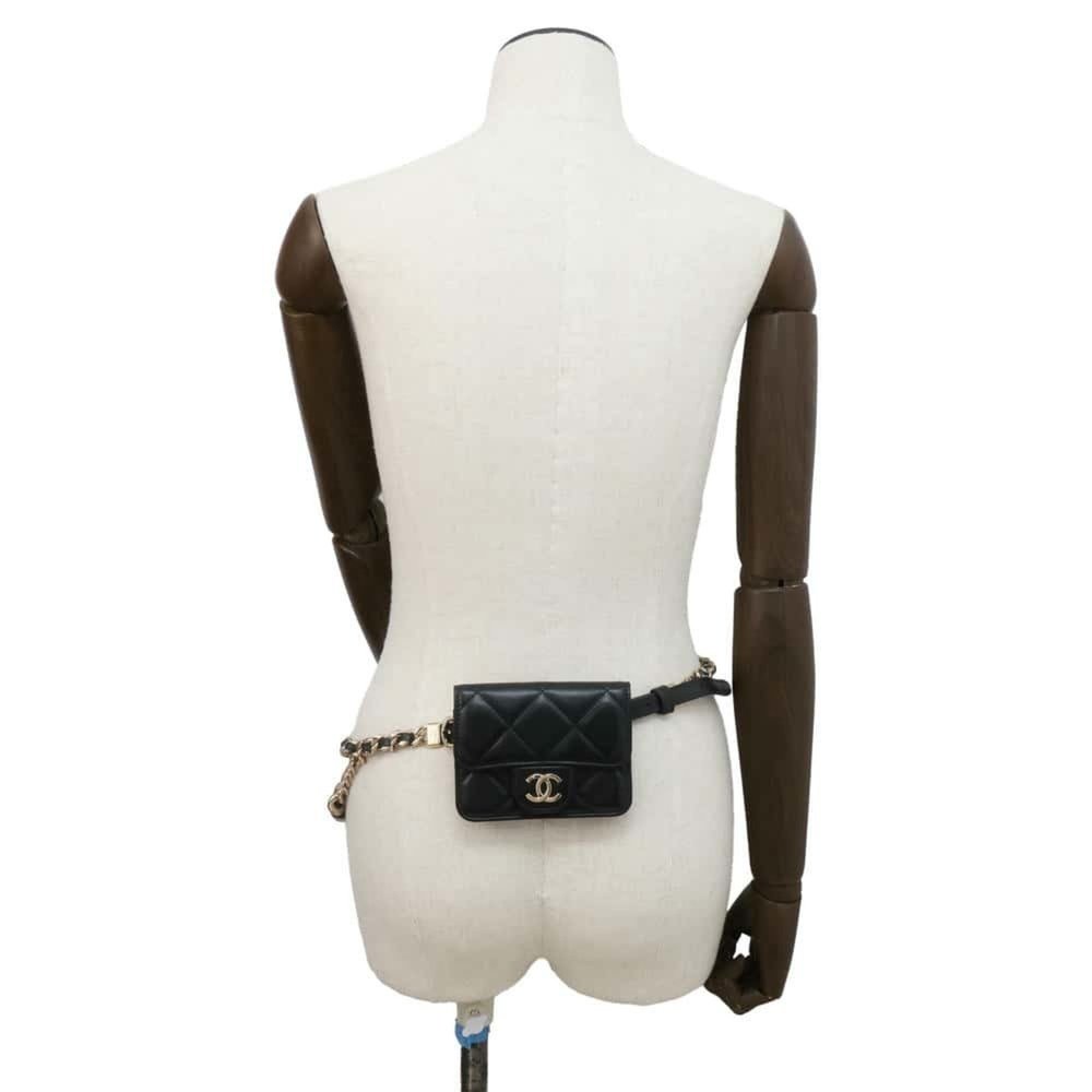 Chanel Belt Bag Matelasse Coco Mark Chain Pouch Lambskin CHANEL Waist Black - Picture 4 of 16